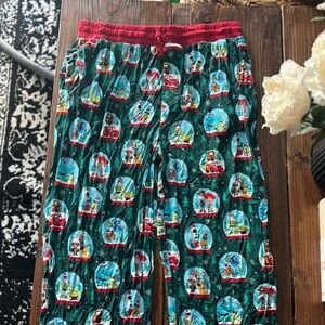 Little Sleepies Green Festive Joggers with Red Accents